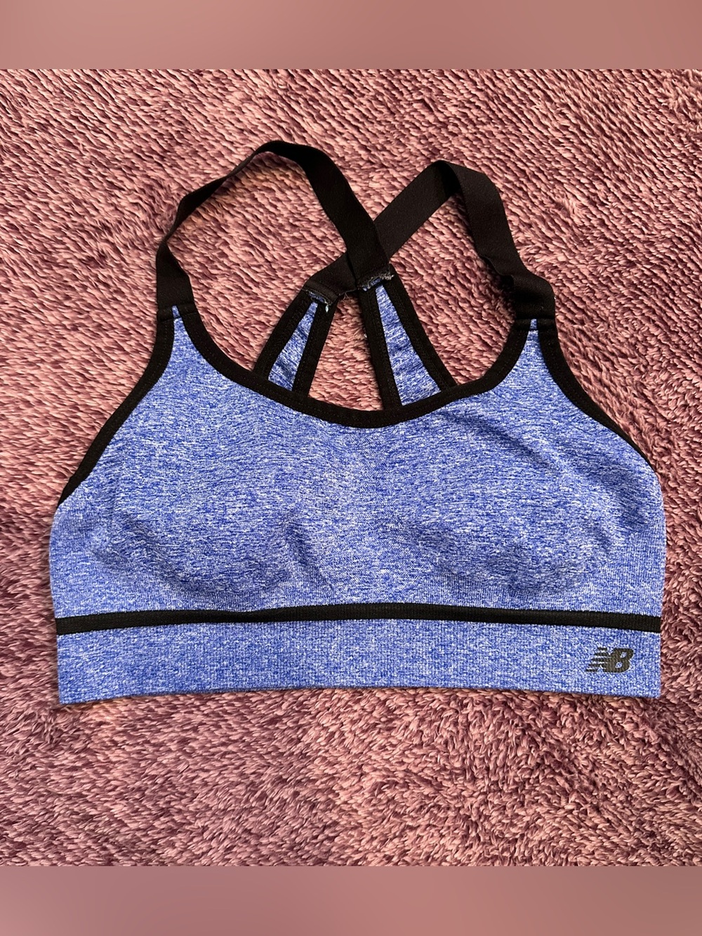 New Balance Women's Blue Heather Strappy Sports Bra (No cup inserts)